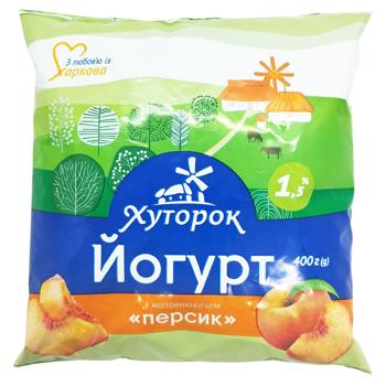 Йогурт Хуторок Персик 1,5% 400г - купити, ціни на Чудо Маркет - фото 1
