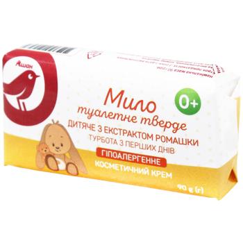 Мило Auchan дитяче гіпоалергенне з екстрактом ромашки 90г