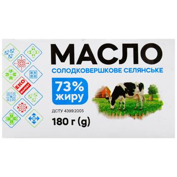 Масло Эко Маркет Крестьянское сладкосливочное 73% 180г - купить, цены на - фото 3