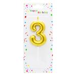 Свеча для торта Цифра 3 металлик