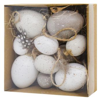 Egg with Feather Easter Pendants Set 4*6cm and 3*4cm 10pcs - buy, prices for ULTRAMARKET - photo 1