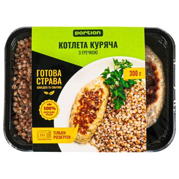 Готовое блюдо Portion Котлета куриная с гречкой 300г - купить, цены на ЕКО Маркет - фото 1