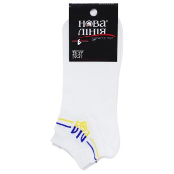 Шкарпетки чол. НОВА ЛІНІЯ 1152 Тризуб дві полоски р. 25-27 білий - купить, цены на КОСМОС - фото 1