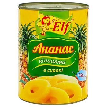 Ананас Elf кольцами в сиропе 580мл - купить, цены на Чудо Маркет - фото 1