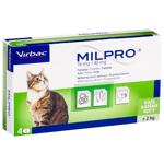 Таблетка для кошек Virbac Milpro от 2 до 8кг для лечения гельминтозов 16 мг/40 мг 1шт