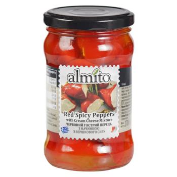 Перець Almito червоний гострий з начинкою з вершкового сиру 320мл - купити, ціни на NOVUS - фото 1
