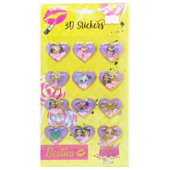 Besties 3D Heart Stickers Creative Set with Glitter 12pcs - buy, prices for - photo 2