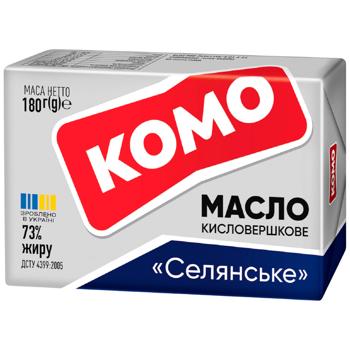Масло Комо Крестьянское кислосливочное 73% 180г - купить, цены на КОСМОС - фото 1