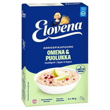 Каша вівсяна Elovena яблуко та брусниця 40г*6шт - купити, ціни на ULTRAMARKET - фото 1