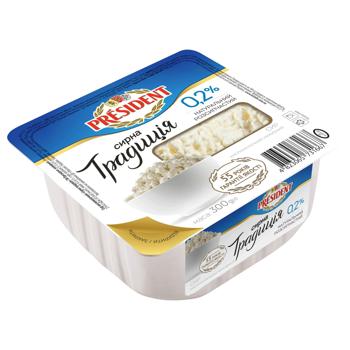 President Tvorozhna Tradytsiya Low-fat Cottage Cheese 0.2% 300g