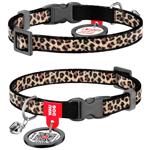 Waudog Nylon Collar for Cats with QR Passport 10mm/20-30cm with Leopard Pattern
