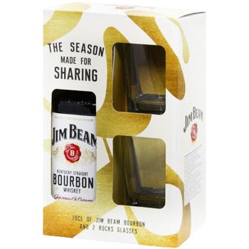 Jim Beam White 40% 0.7l Whiskey + 2 Glasses - buy, prices for WINETIME - photo 1