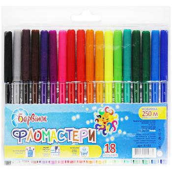 Barvinok Rainbow Felt-tip Pens 18 Colors - buy, prices for Auchan - photo 1