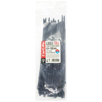 CarLife Black Plastic Clamps 4.8x250mm 100pcs