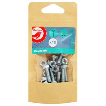 Auchan Galvanized Bolts 6*20mm 10pcs - buy, prices for Auchan - photo 1