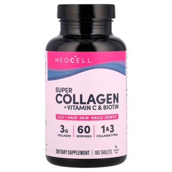 Колаген + вітамін С та біотин, Collagen + Vitamin C & Biotin, NeoCell, супер, 180 таблеток - купити, ціни на Біотус - фото 1