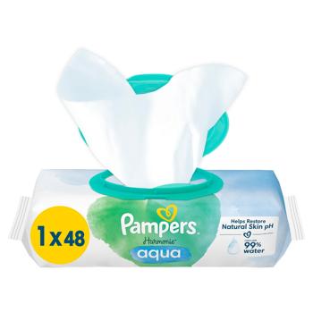 Серветки вологі Pampers Harmonie Aqua дитячі 48шт - купити, ціни на ULTRAMARKET - фото 2