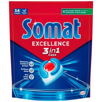 Somat Exellence 3in1 Dishwasher Tablets 34pcs - buy, prices for ULTRAMARKET - photo 1