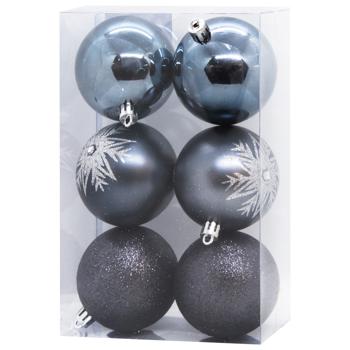 Gray New Year's Balls Set 6pcs - buy, prices for MegaMarket - photo 1