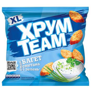 Сухарики Хрум Team Багет со вкусом сметаны и зелени 90г - купить, цены на КОСМОС - фото 1