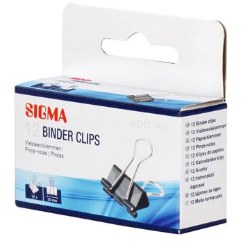 Sigma Black Binder Clips 25mm 12pcs