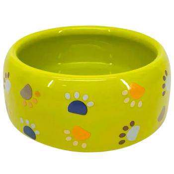Миска керамічна KARO CRAFT Лапки 250 мл - зелений - купити, ціни на MasterZoo - фото 1