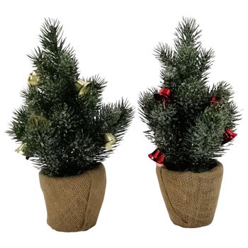 Штучна ялинка Actuel з дзвіночками в горщику у джуті 28см