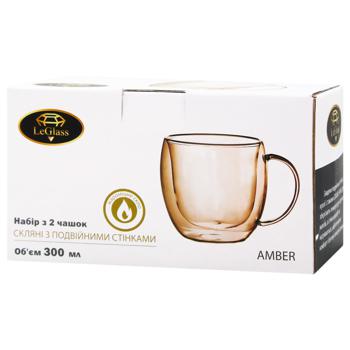 LeGlass Amber Double Wall Mug Set 2pcs 300ml - buy, prices for MegaMarket - photo 1