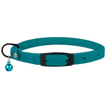 Ошейник для кошек BronzeDog Premium кожаный XXS 20-25см/6мм голубой