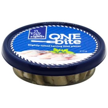 Zigmas One Bite Slightly Salted Herring Fillet Pieces in Oil 210g - buy, prices for - photo 1