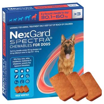 Boehringer Ingelheim NexGard Spectra Tablets for Dogs from 30.1 to 60kg Against External and Internal Parasites 3pcs - buy, prices for MasterZoo - photo 1