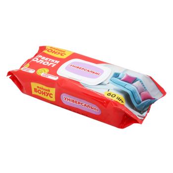 Серветки вологі Файний Бонус для прибирання універсальні 60шт - купити, ціни на Восторг - фото 2