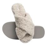 Twins Beige Cross Pattern Women's Fur Slippers size 36-37 HS