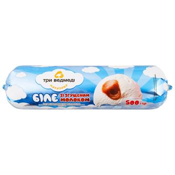 Морозиво Три Ведмеді Біле з ванільно-вершковим ароматом та згущеним молоком 12% 500г - купити, ціни на Чудо Маркет - фото 1