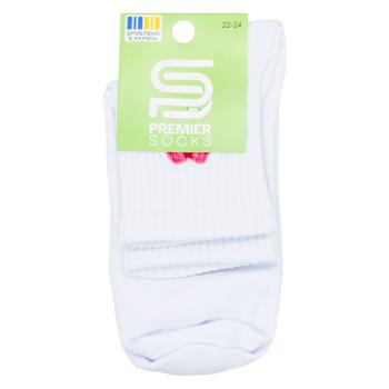 Шкарпетки Premier Socks підліткові високі р.22-24 білий з вишивкою - купити, ціни на ЕКО Маркет - фото 1