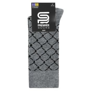 Premier Socks Premium Men's Socks s.27 Light Grey Rhombus - buy, prices for - photo 1