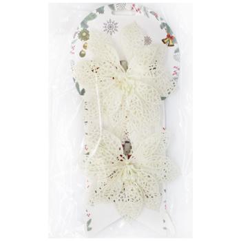 Украшение ёлочное Цветы белое 2шт 14см - купить, цены на КОСМОС - фото 1