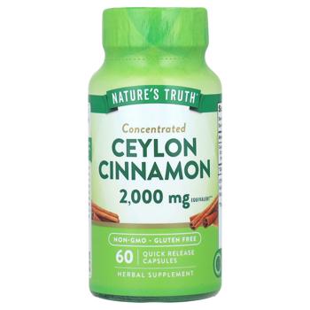 Nature's Truth, Concentrated Ceylon Cinnamon, 2,000 mg, 60 Quick Release Capsules - купити, ціни на Біотус - фото 1
