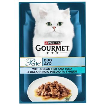 Корм вологий Gourmet Perle Duo з океанічною рибою та тунцем для дорослих котів 85г - купити, ціни на MasterZoo - фото 1