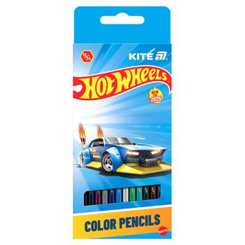 Карандаши цветные Kite Hot Wheels двухсторонние 24 цвета 12 штук