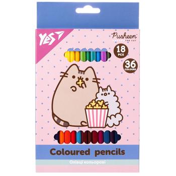 Yes Pusheen Double-sided Colored Pencils 36 Colors 18pcs - buy, prices for METRO - photo 1