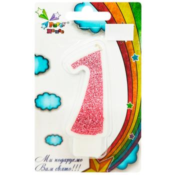 Свеча Party House цифра 1 розовая - купить, цены на Cупермаркет "Харьков" - фото 1