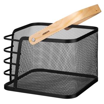 Ardesto Midori Black Basket with Wooden Handle 24*23.5*16.1cm