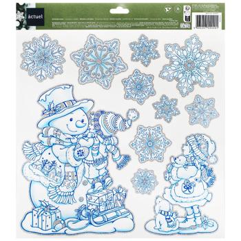 Actuel Blue New Year's Theme Removable Stickers 33x29mm in assortment - buy, prices for - photo 2