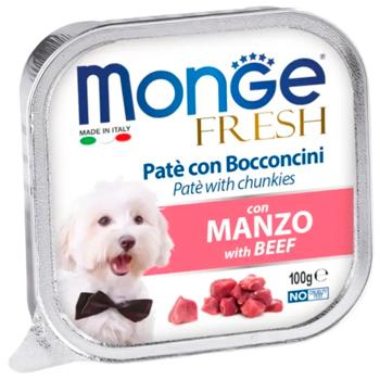 Корм влажный Monge Fresh с говядиной для собак всех пород 100г - купить, цены на MasterZoo - фото 1