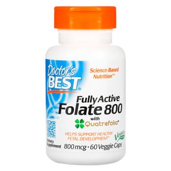 Фолат, Active Folate, Doctor's Best, 800 мкг, 60 капсул