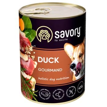 Savory Gourmand Adult упаковка вологого корму для собак 5+1 шт х 400 г - качка - купити, ціни на MasterZoo - фото 3