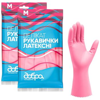 Рукавички латексні Добра Господарочка Делікат M рожевий - купити, ціни на Ідеал - фото 2
