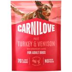 Carnilove Pate Wet Food with Turkey, Venison and Strawberry Leaves for Dogs 85g