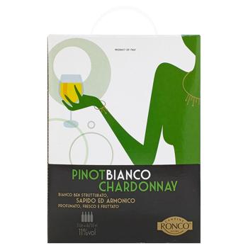 Cantine Ronco Pinot Bianco Chardonnay White Dry Wine 11% 3l - buy, prices for Chudo Market - photo 2